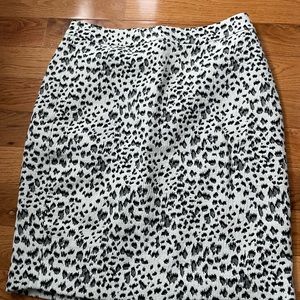 Loft White Black leopard skirt Size 12